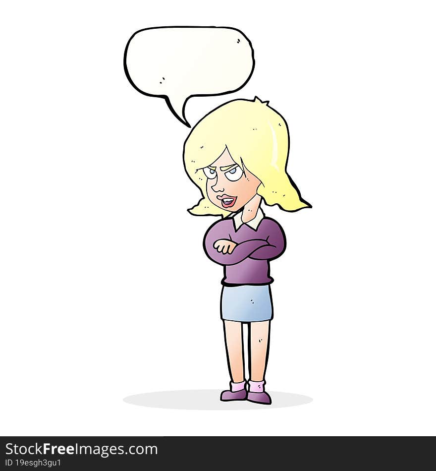 cartoon angry woman with speech bubble