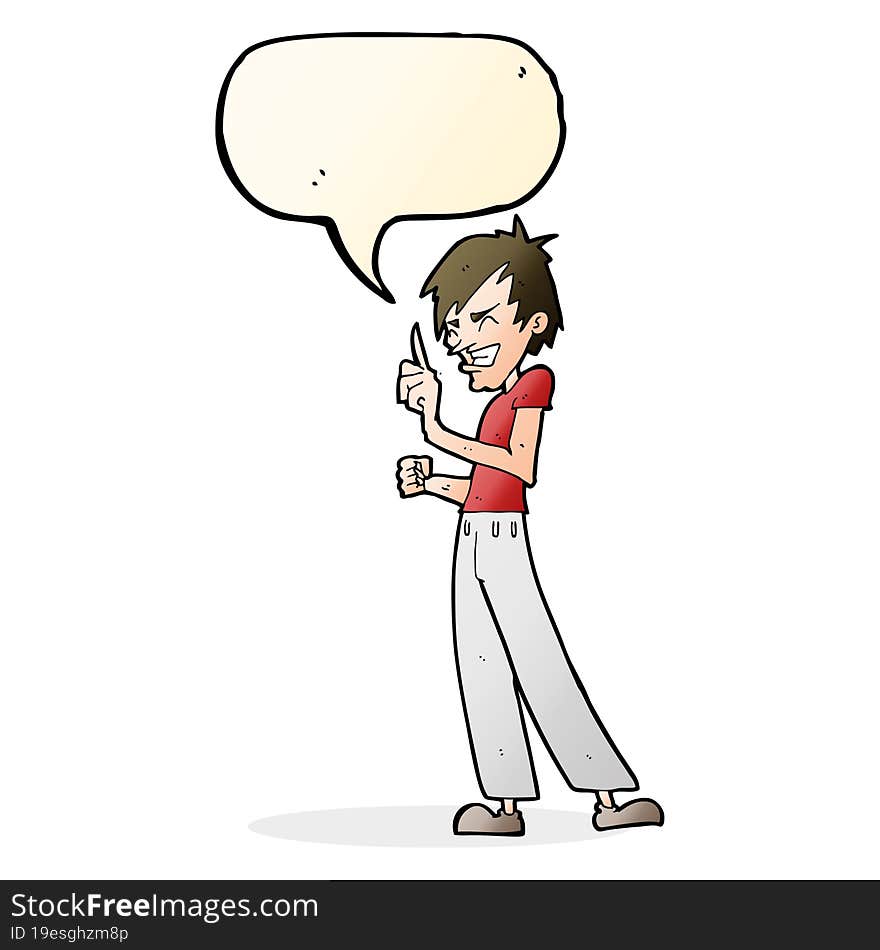 cartoon angry man arguing with speech bubble