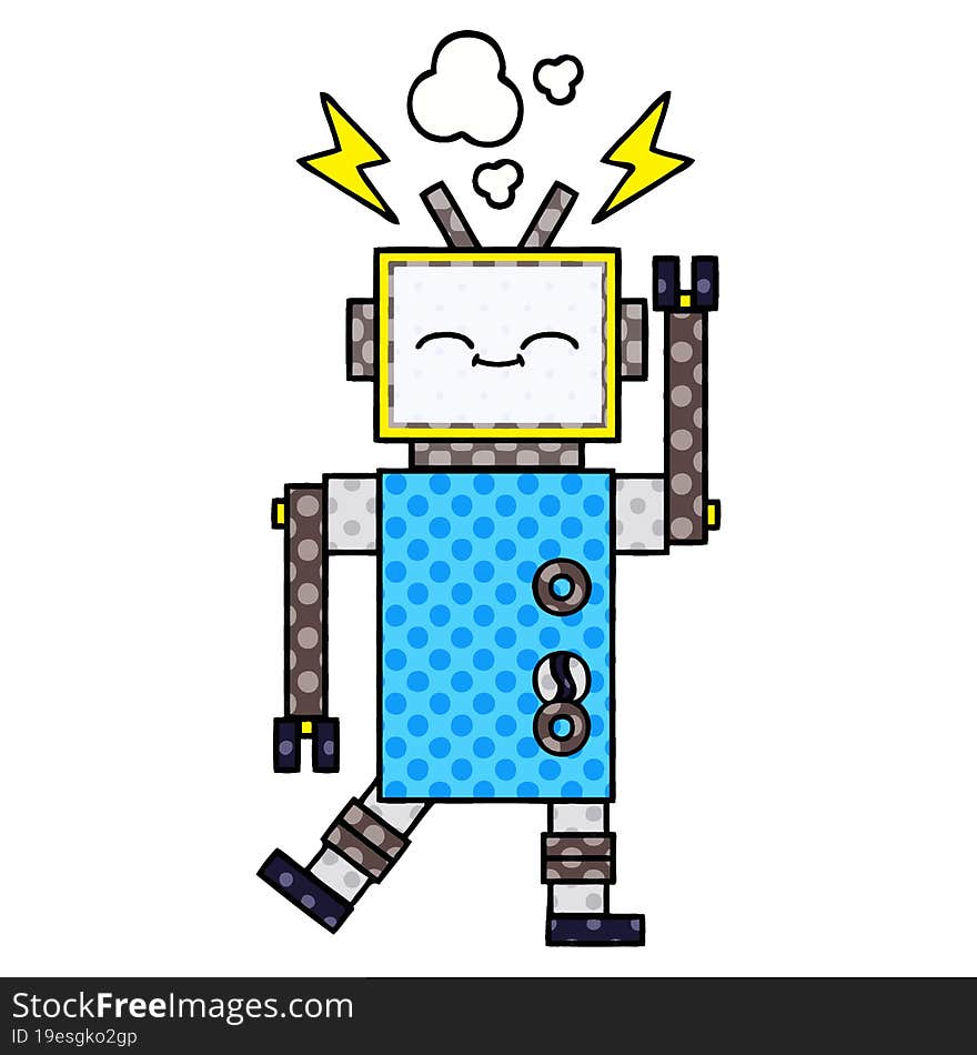 comic book style cartoon of a robot