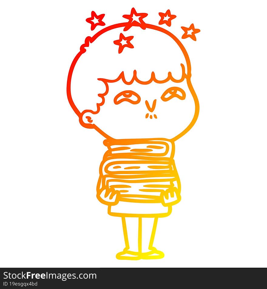 Warm Gradient Line Drawing Cartoon Amazed Boy