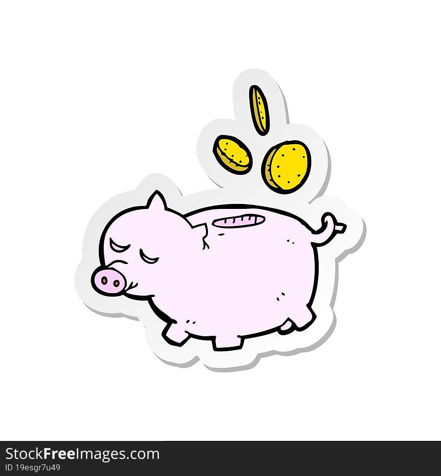 Sticker Of A Cartoon Piggy Bank