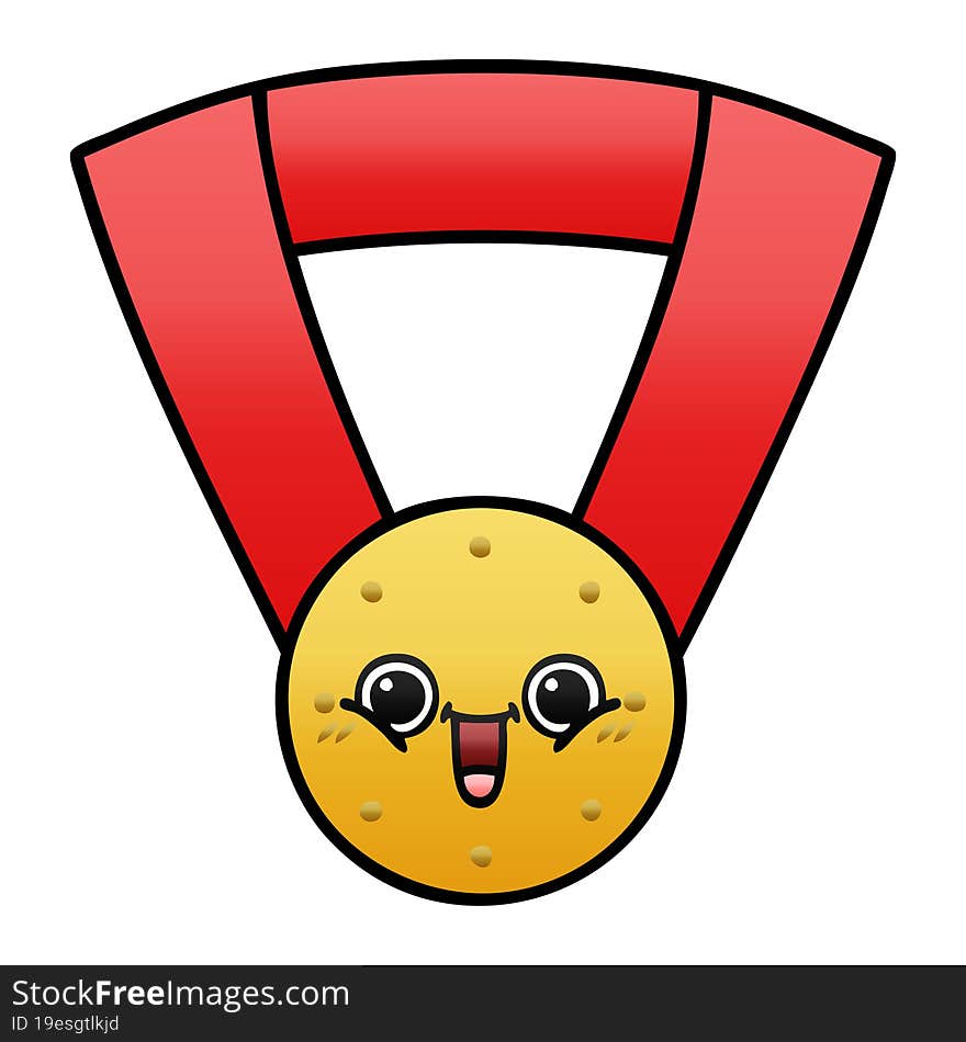 gradient shaded cartoon gold medal