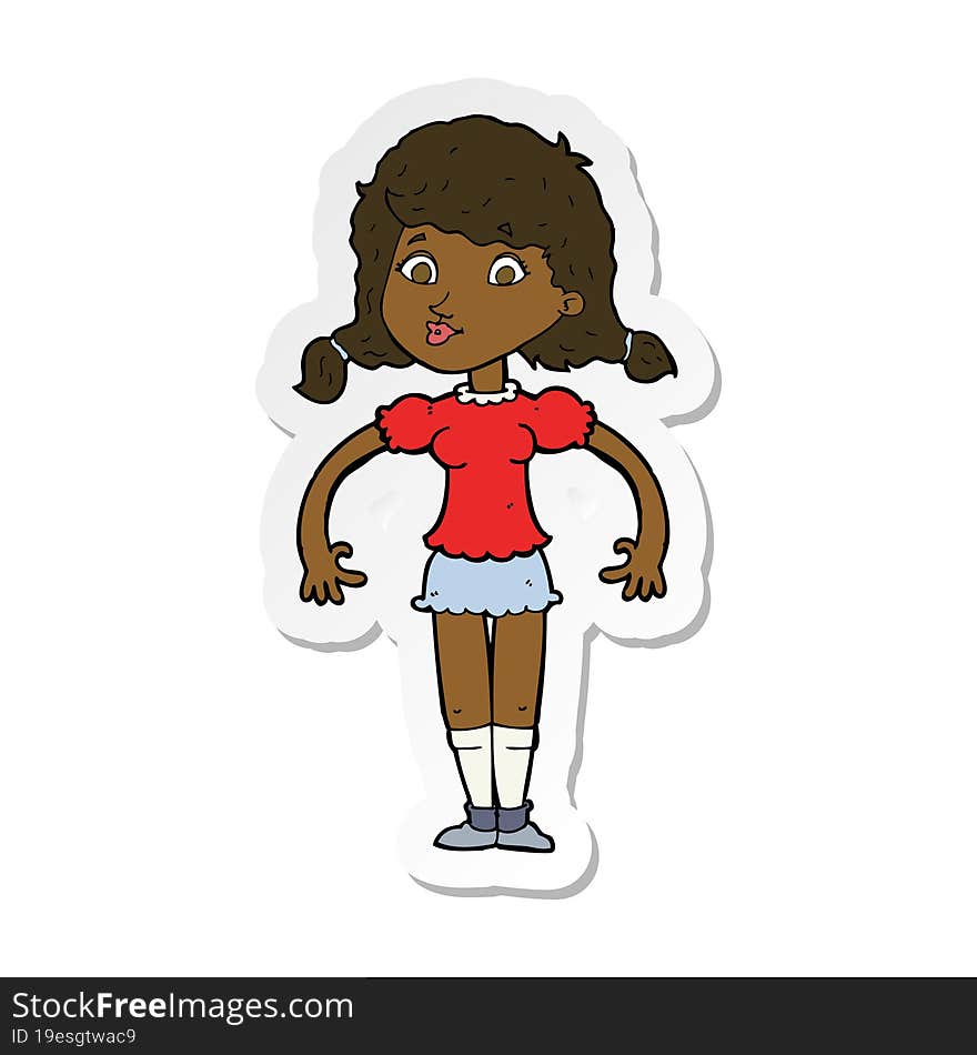 Sticker Of A Cartoon Pretty Girl