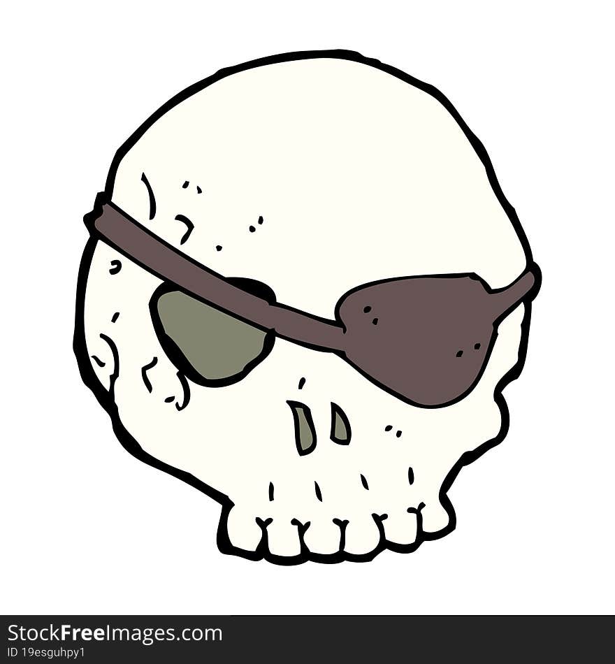 cartoon skull with eye patch