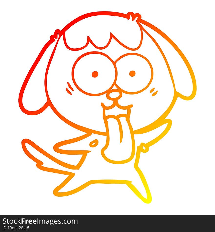 Warm Gradient Line Drawing Cute Cartoon Dog