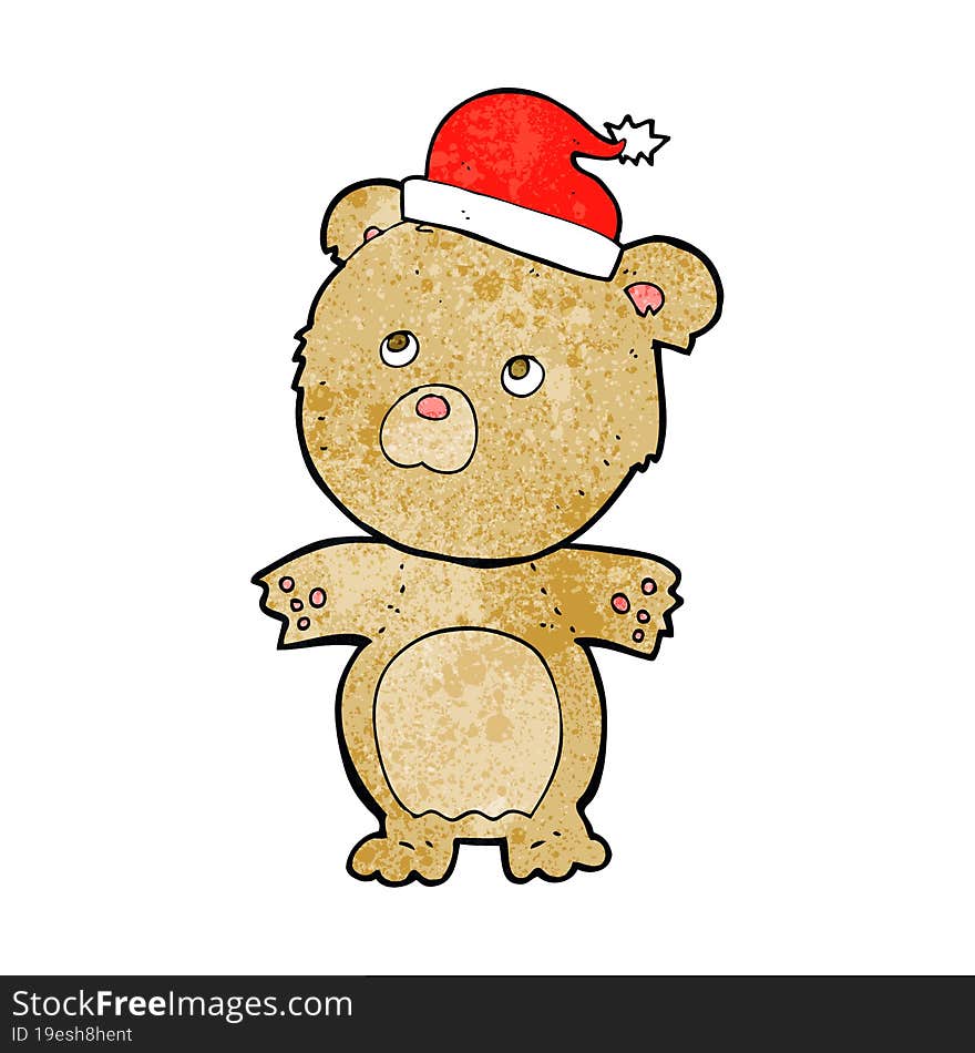 cartoon bear wearing christmas hat