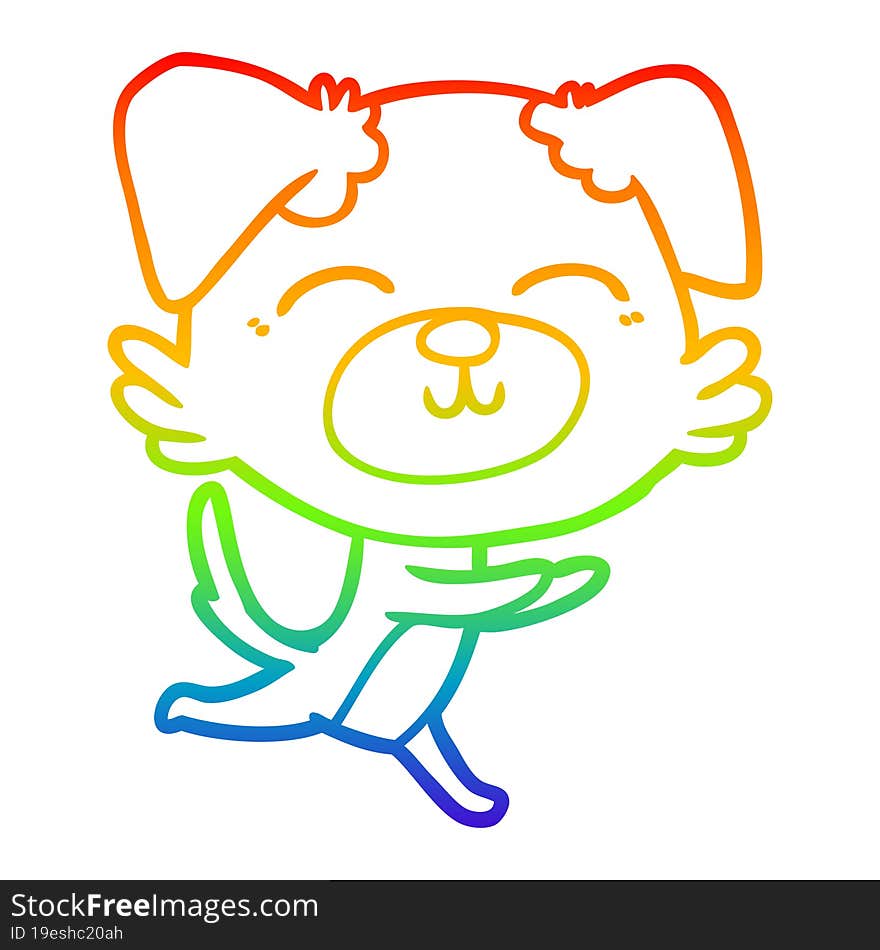 Rainbow Gradient Line Drawing Cartoon Dog