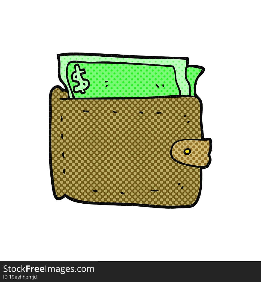 cartoon wallet full of money