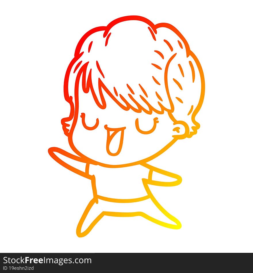 warm gradient line drawing of a cartoon woman talking