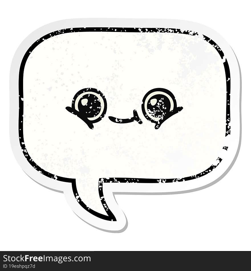 Distressed Sticker Of A Cute Cartoon Speech Bubble