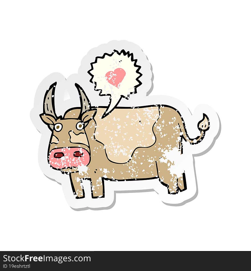 retro distressed sticker of a cartoon cow