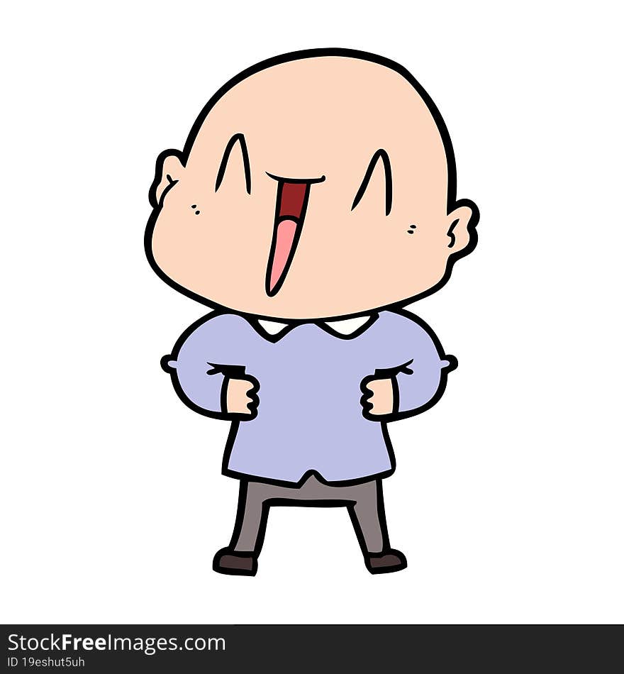 happy cartoon bald man. happy cartoon bald man