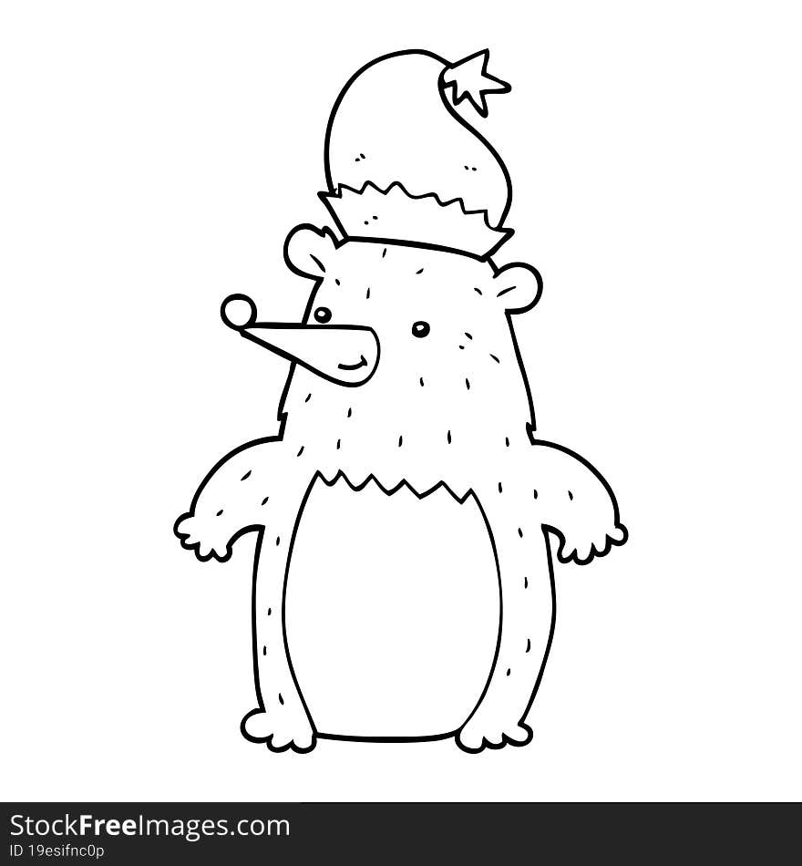 cartoon bear wearing christmas hat