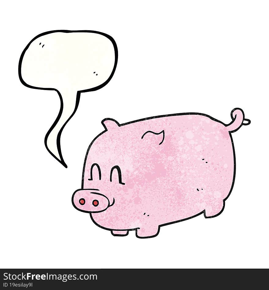 speech bubble textured cartoon pig