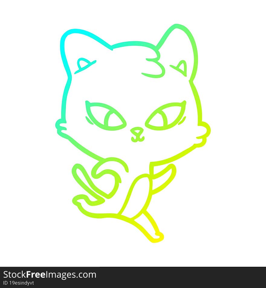 Cold Gradient Line Drawing Cute Cartoon Cat