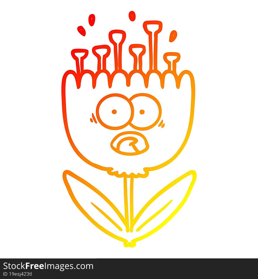 warm gradient line drawing cartoon shocked flower