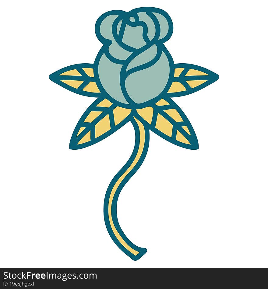 Tattoo Style Icon Of A Rose