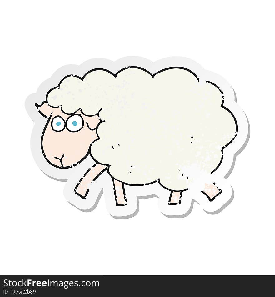 retro distressed sticker of a cartoon sheep