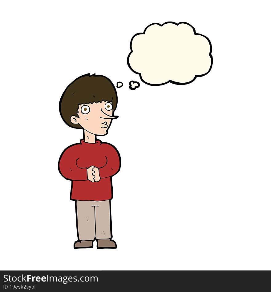 Cartoon Nervous Man With Thought Bubble