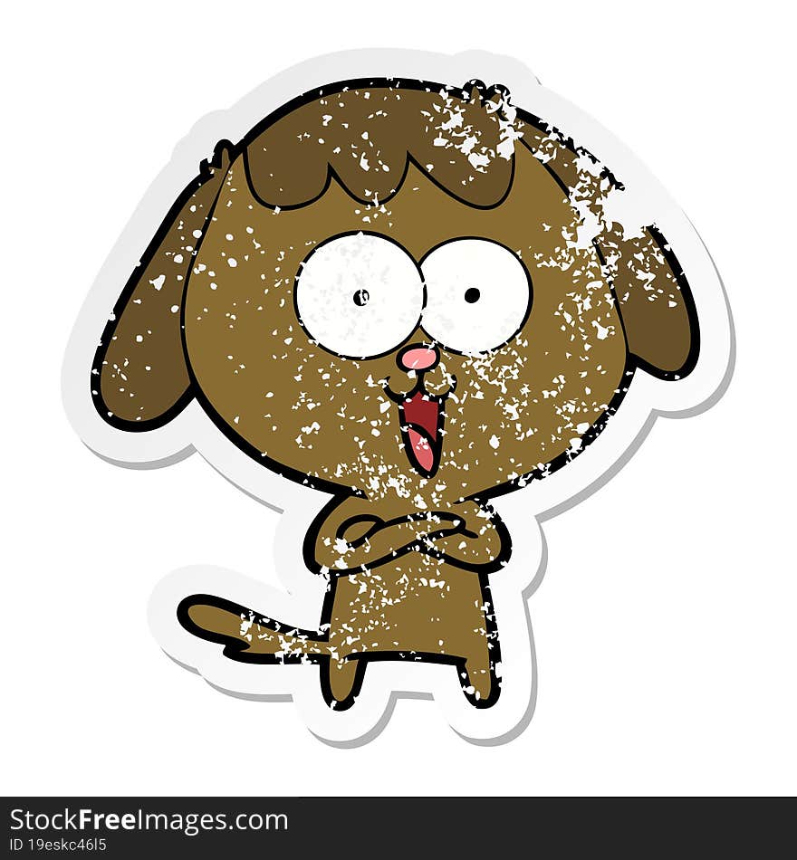 Distressed Sticker Of A Cute Cartoon Dog