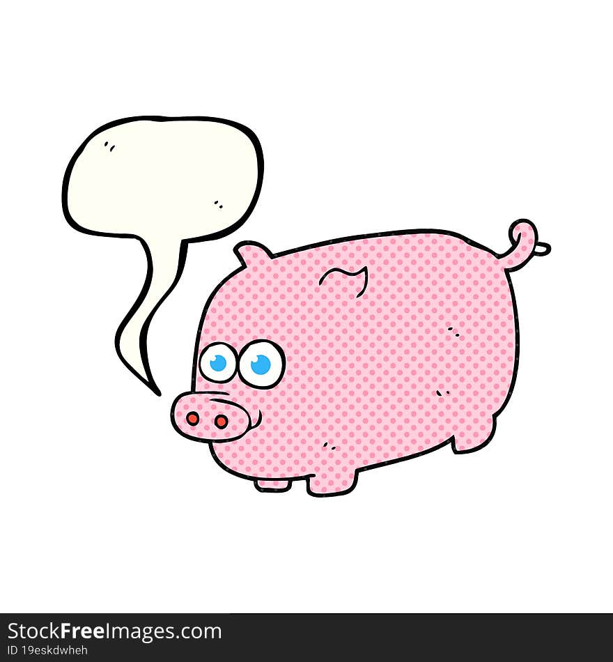 freehand drawn comic book speech bubble cartoon pig