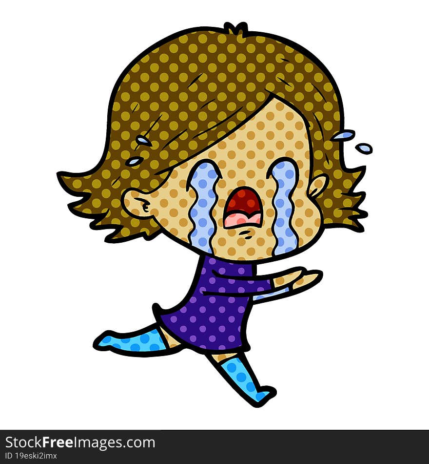 cartoon woman crying. cartoon woman crying