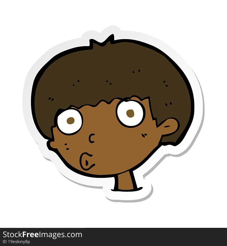 Sticker Of A Cartoon Surprised Boy