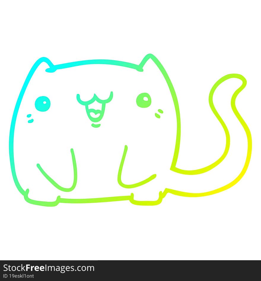 cold gradient line drawing cartoon cat