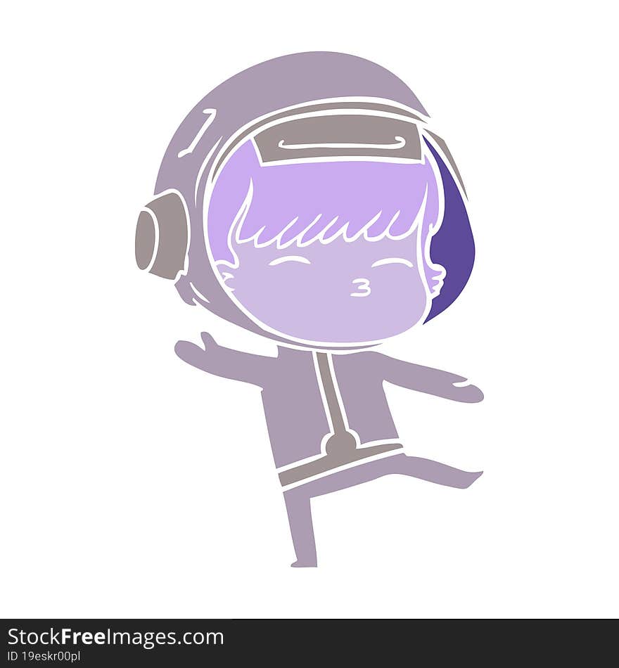 flat color style cartoon curious astronaut