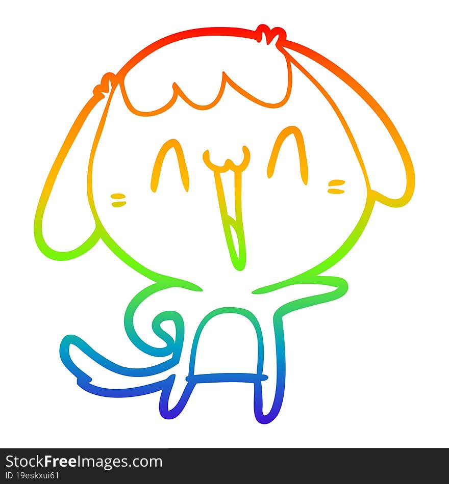 rainbow gradient line drawing cartoon laughing dog