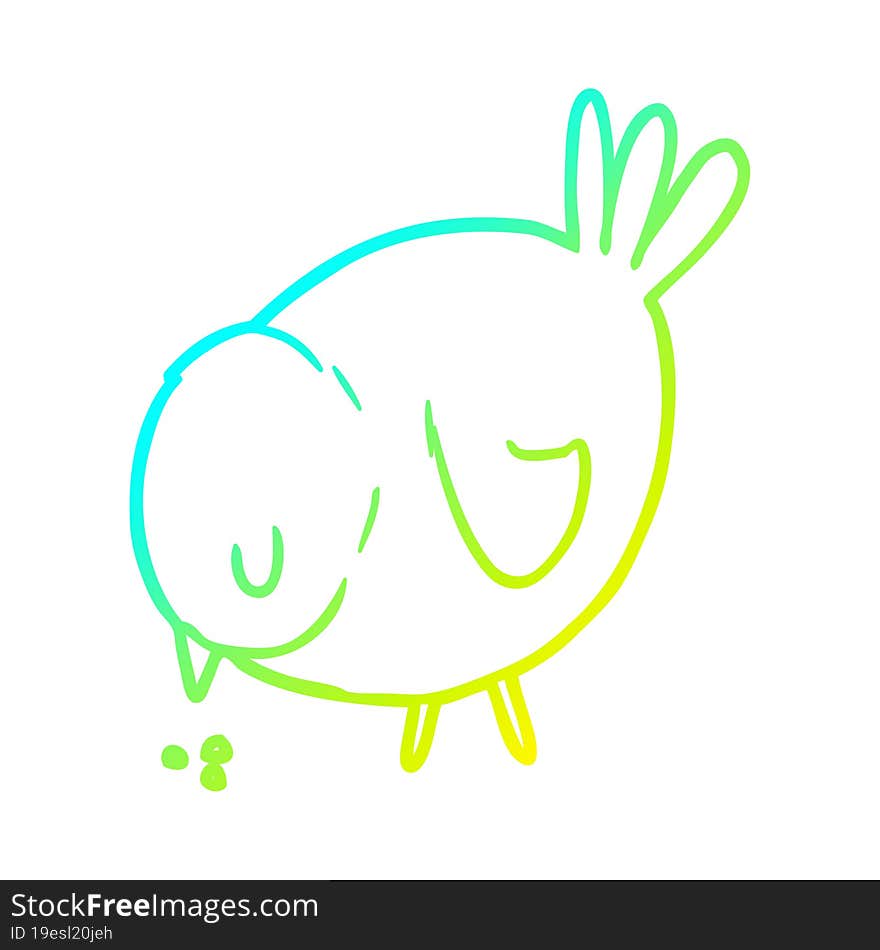 cold gradient line drawing cartoon pecking bird