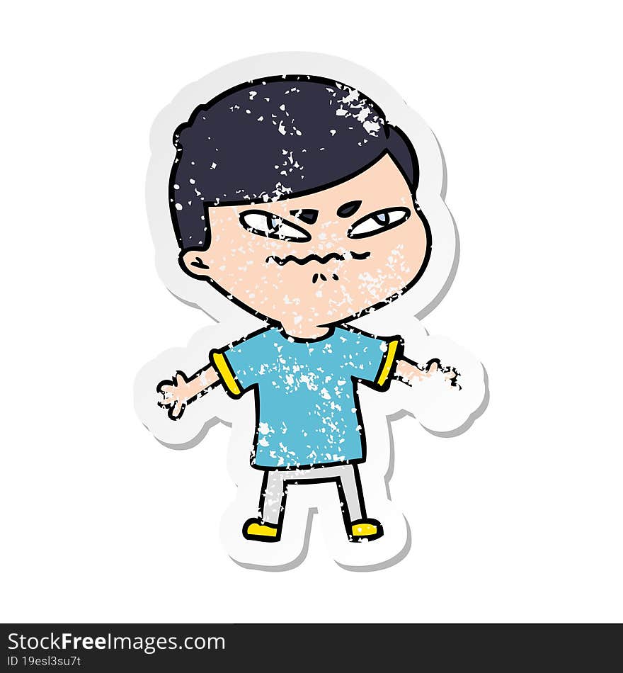 Distressed Sticker Of A Cartoon Exasperated Man