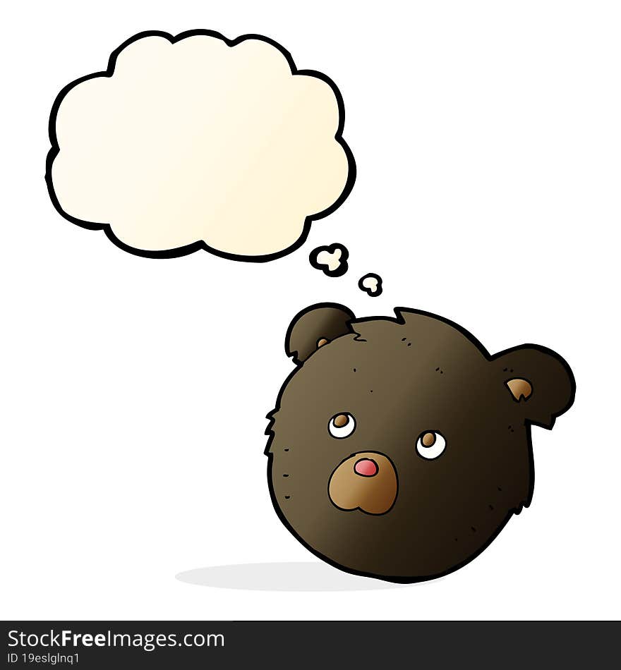 cartoon black bear face with thought bubble