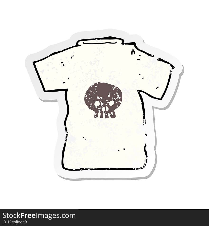 retro distressed sticker of a cartoon skull tee