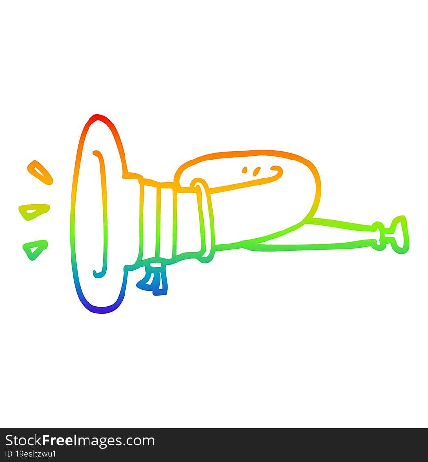 rainbow gradient line drawing of a cartoon curled horn instrument