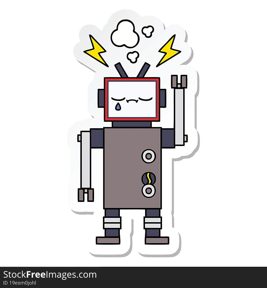 Sticker Of A Cute Cartoon Robot