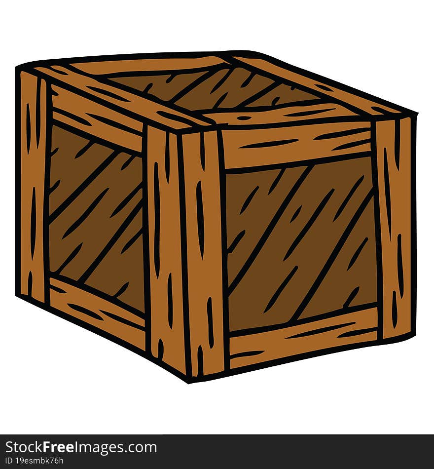 Cartoon Doodle Of A Wooden Crate