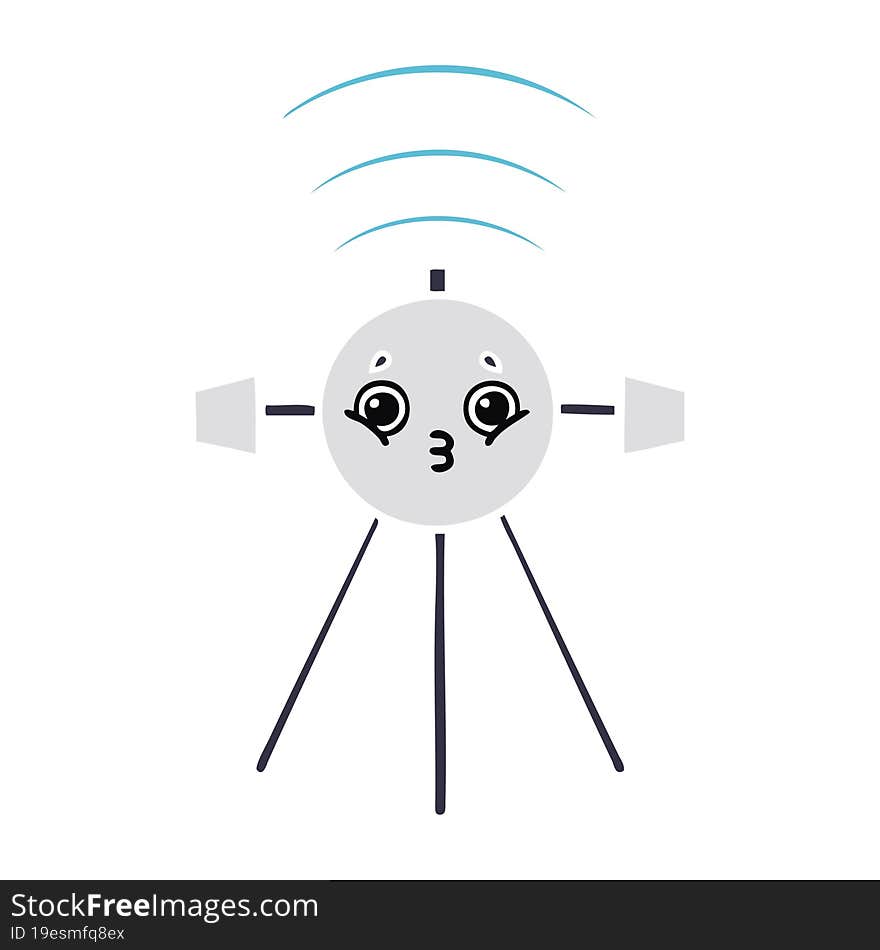 flat color retro cartoon satellite