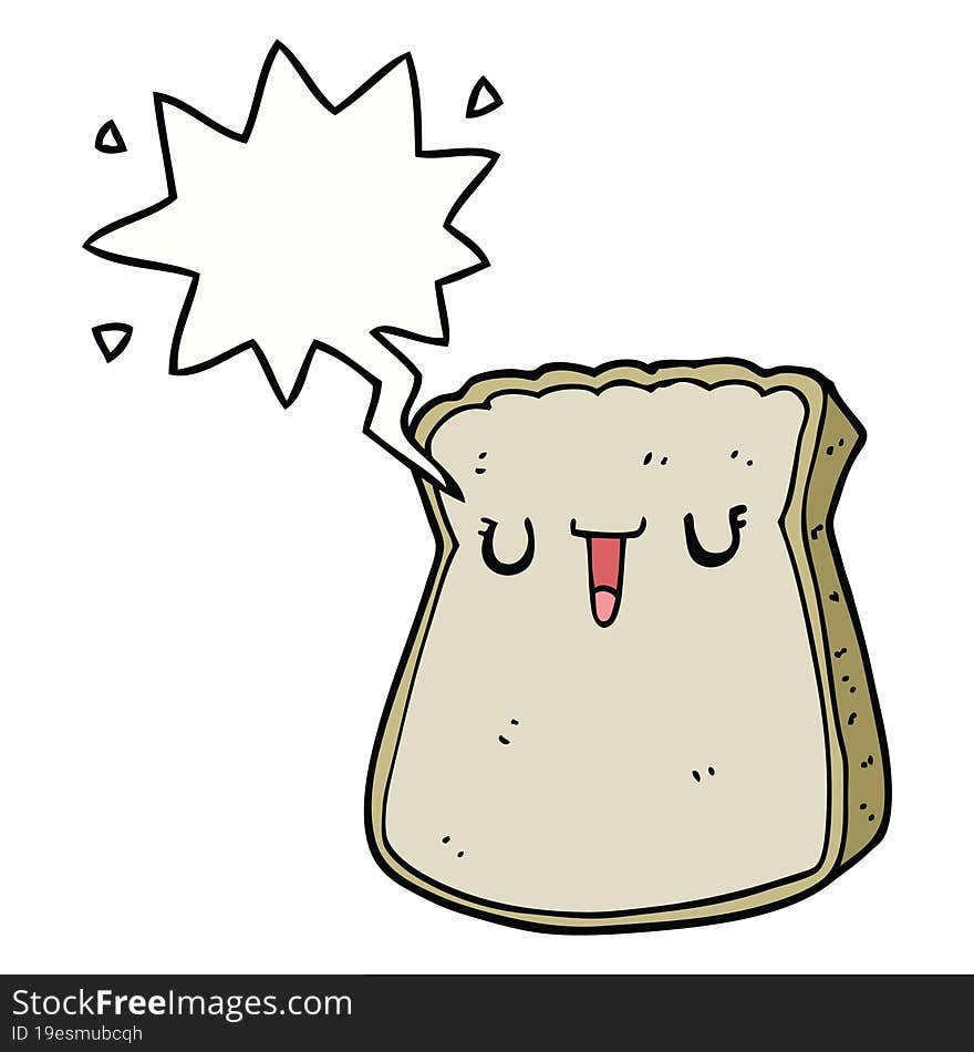 cartoon slice of bread and speech bubble