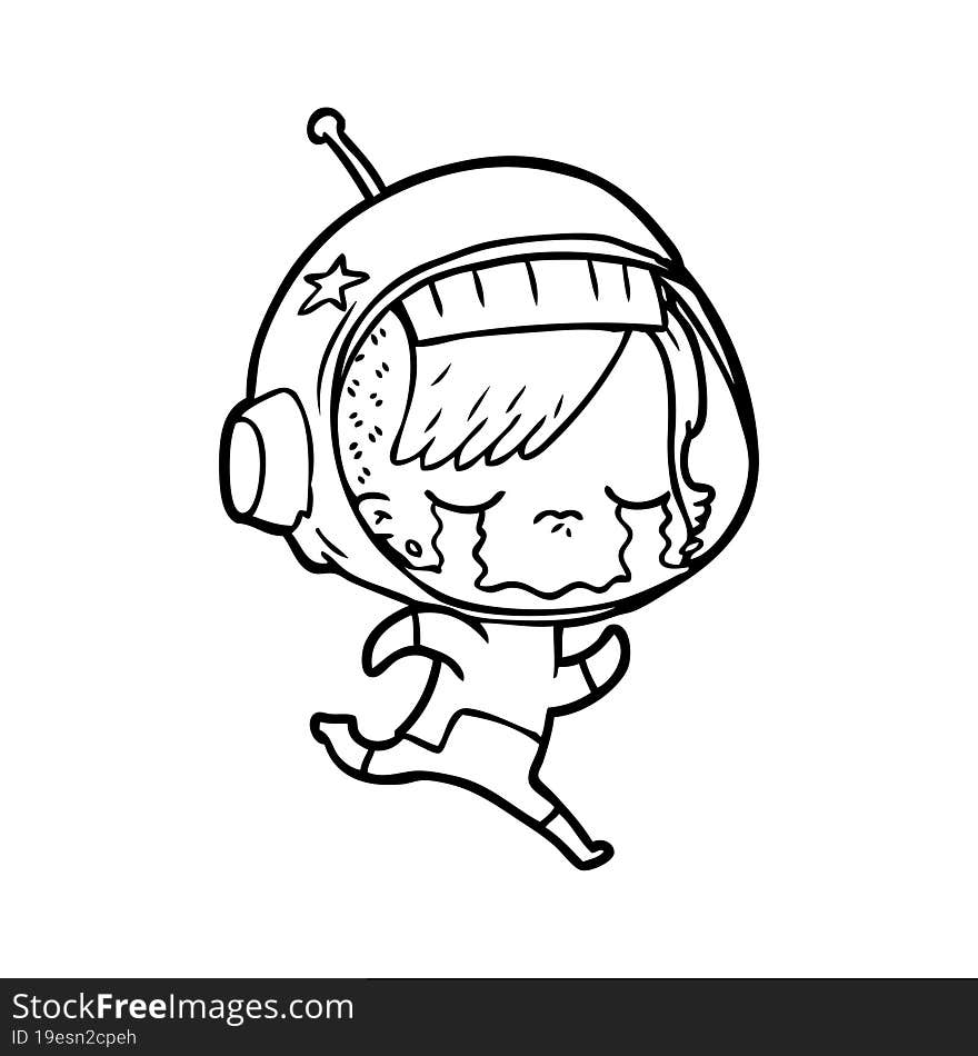 cartoon crying astronaut girl. cartoon crying astronaut girl