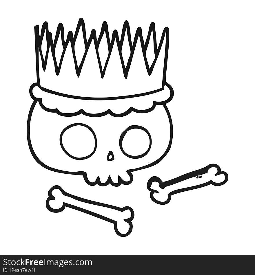 freehand drawn black and white cartoon crown