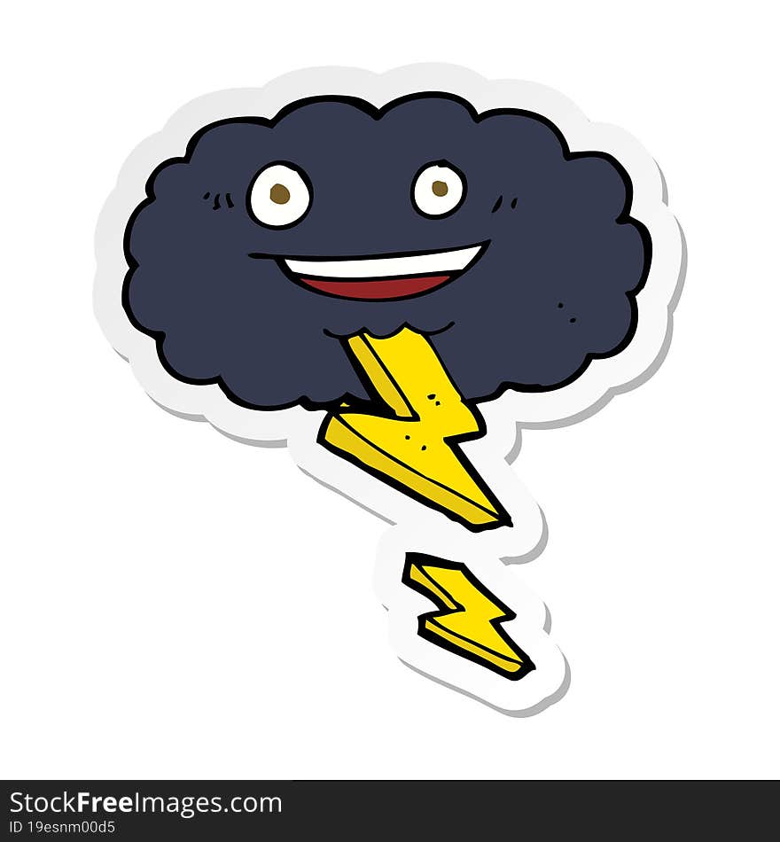 sticker of a cartoon storm cloud