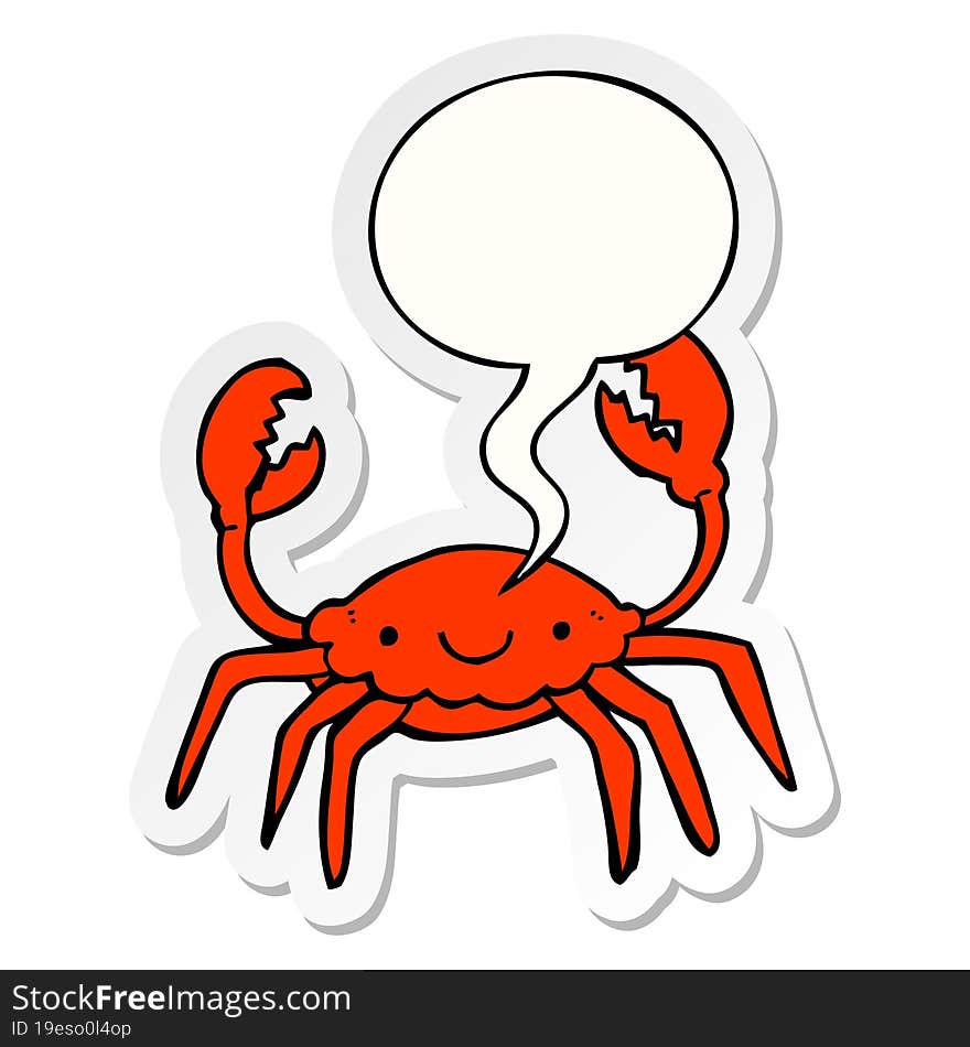 cartoon crab and speech bubble sticker