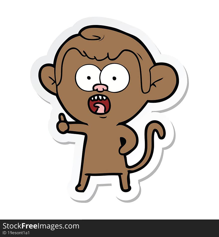 sticker of a cartoon shocked monkey