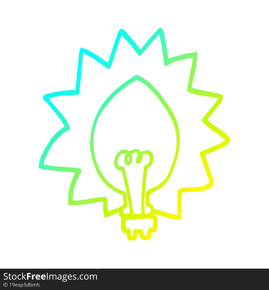 cold gradient line drawing cartoon light bulb