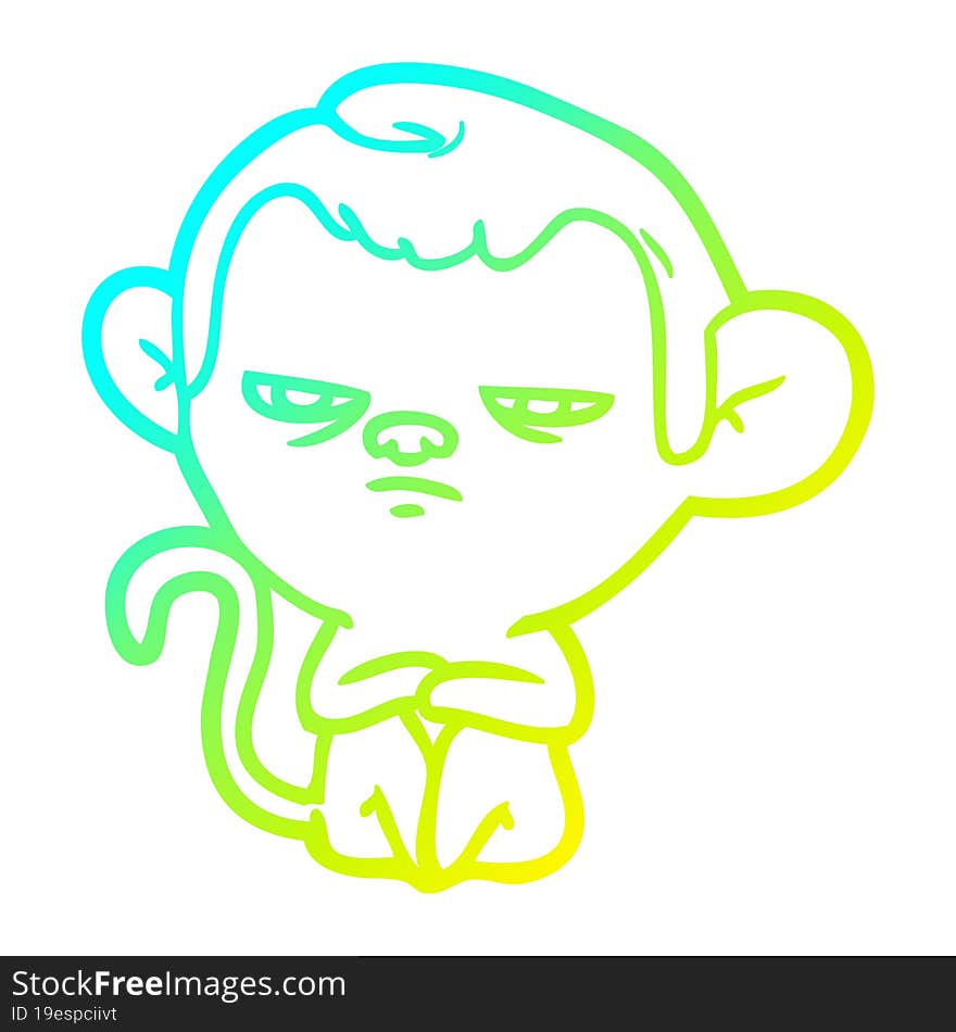 cold gradient line drawing of a cartoon monkey