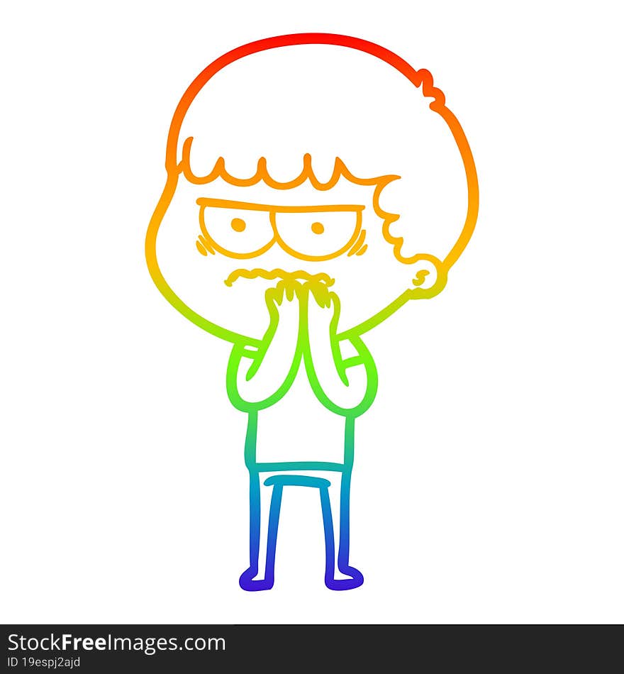 rainbow gradient line drawing cartoon annoyed man