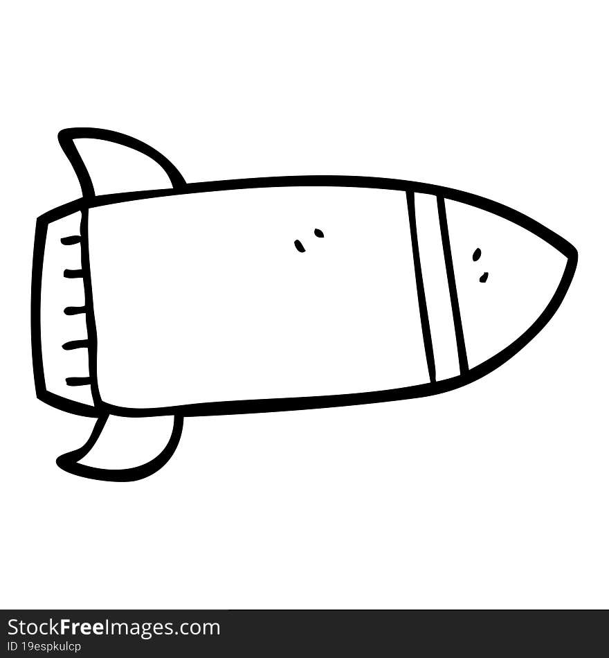 Line Drawing Cartoon Red Rocket