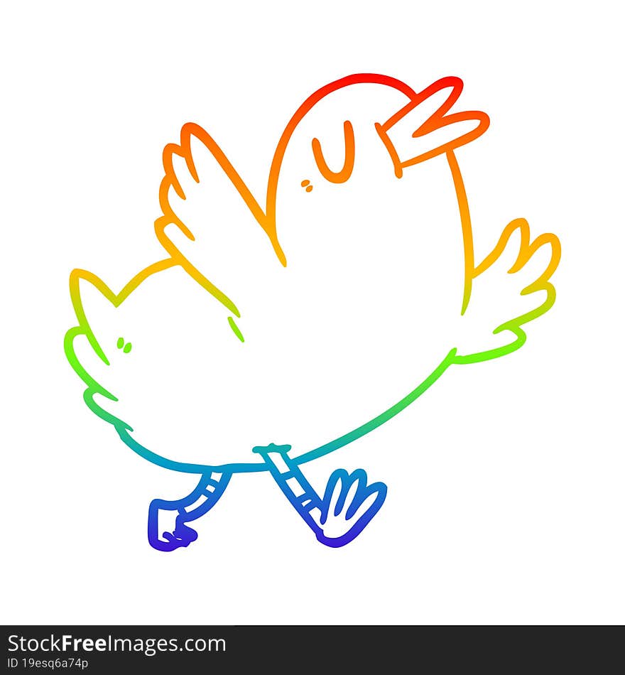 rainbow gradient line drawing of a happy bird