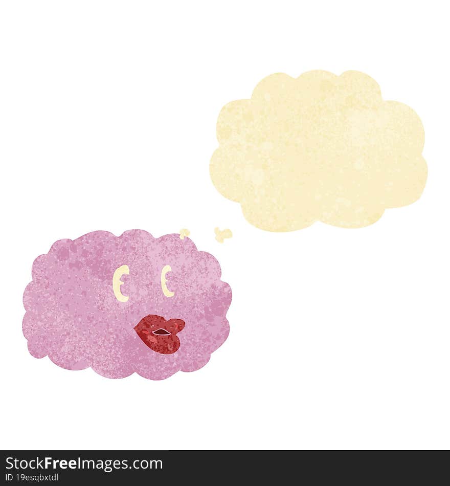 cartoon cloud symbol with thought bubble